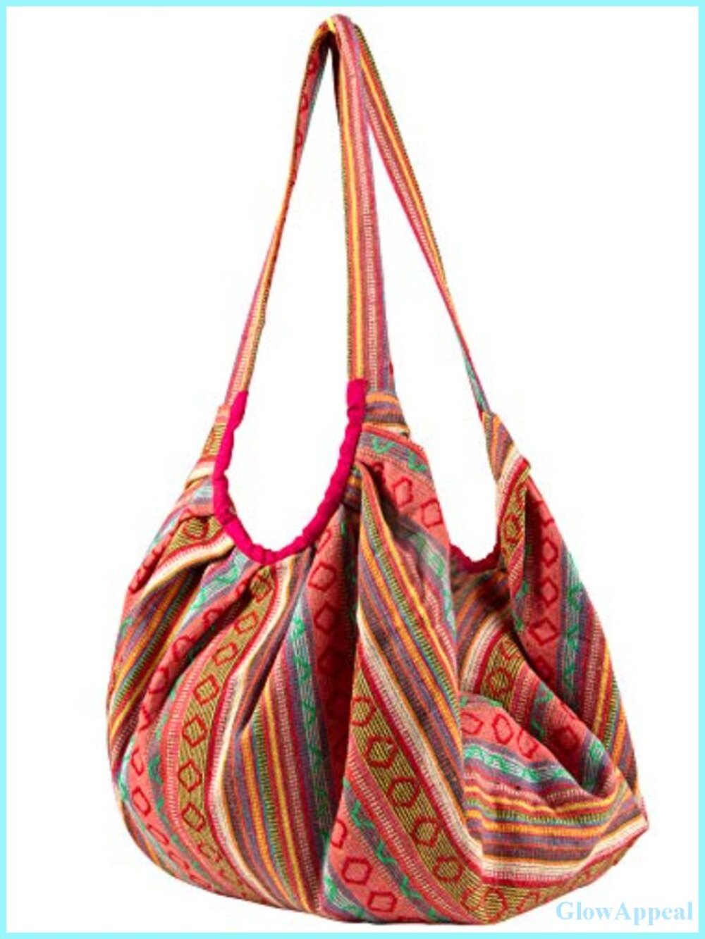 Handmade Cotton Jacquard Tote Bag with Zipper - Casual Travel Hobo